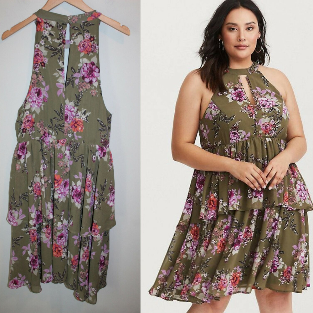 Torrid Floral Sleeveless Ruffle Dress HW7008